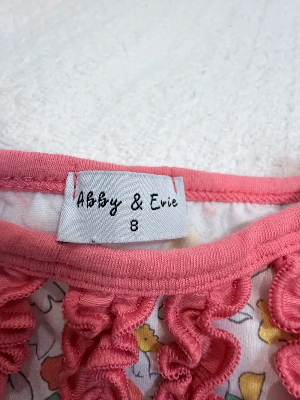 Girls' Floral Pink-Trim Long Sleeve Pajama Set